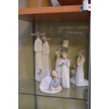 Five Lladro porcelain figures, tallest 32cm high