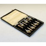 Cased set of six George VI silver teaspoons, Birmingham 1945, 2.8toz approx