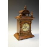 Early 20th Century German walnut-cased mantel clock by Junghans, 42cm high
