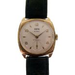 Hefik - Lady's 9ct gold wristwatch, silvered dial with Arabic even numbers, subsidiary at 6,