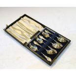 Cased set of six Edward VII silver teaspoons, Birmingham 1909, 1.7toz approx