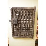 Carved African Dogon granary door, 52cm x 36cm