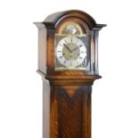 Circa 1930's oak-cased grandmother clock retailed by Bravingtons Ltd, London, 168cm high