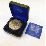 John Pinches - Solid silver medal celebrating the 25th Wedding Anniversary of HM Queen Elizabeth