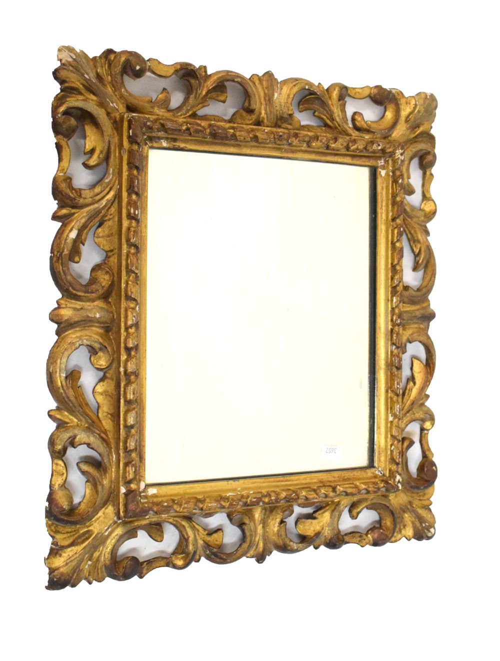 Rectangular carved gilt framed Italianate mirror, 28cm x 22cm