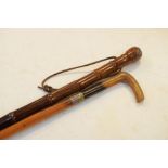 Antique Malacca swordstick with horn handle, 87.5cm long, together with a bamboo walking stick