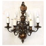 Reproduction bronze finish Dutch style six branch chandelier