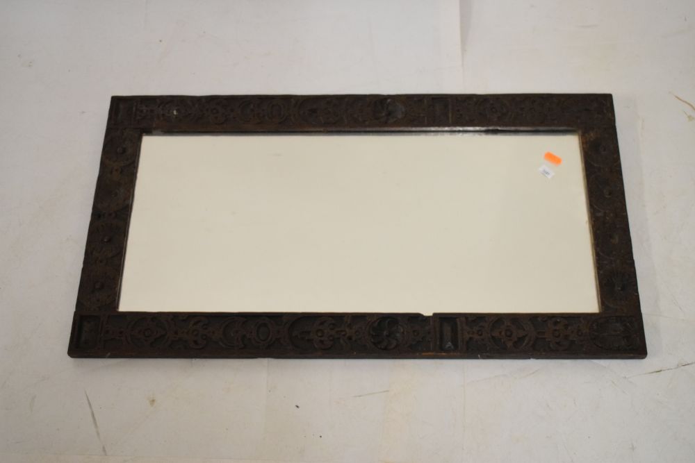 Early 20th Century rectangular carved oak framed mirror, 62cm x 29cm - Image 2 of 5