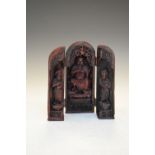 Oriental resin triptych, 21cm high