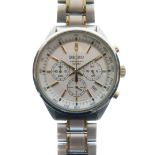 Seiko - Gentleman's stainless steel chronograph, silvered dial with baton hour markers, centre
