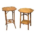 Two late Victorian bamboo and cane work octagonal occasional tables, largest 48.5cm diameter x