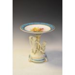 19th Century Continental porcelain comport having hand painted floral decoration, 27cm high