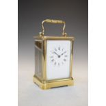 Late 19th Century brass-cased carriage timepiece, with white Roman dial, single-train movement