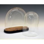 Two glass domes, one with stand which measures 36cm high