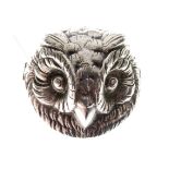 Silver bar brooch cast as the head of an owl, approximately 4cm wide, 0.4toz approx