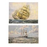 After Montague Dawson, signed print - 'In full sail', the training ship Sir Winston Churchill,