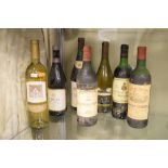 Lussac - St Emilion 1970, a 1967 Mouton-cadet and five other bottles of wine
