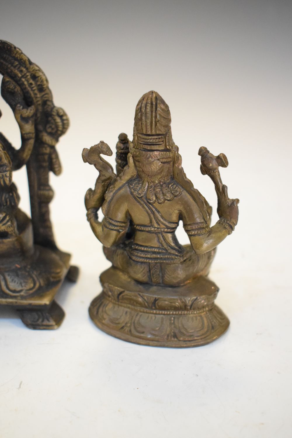 Indian bronze model of Ganesh seated beneath arch, 12cm high, together with a smaller deity (2) - Image 7 of 8