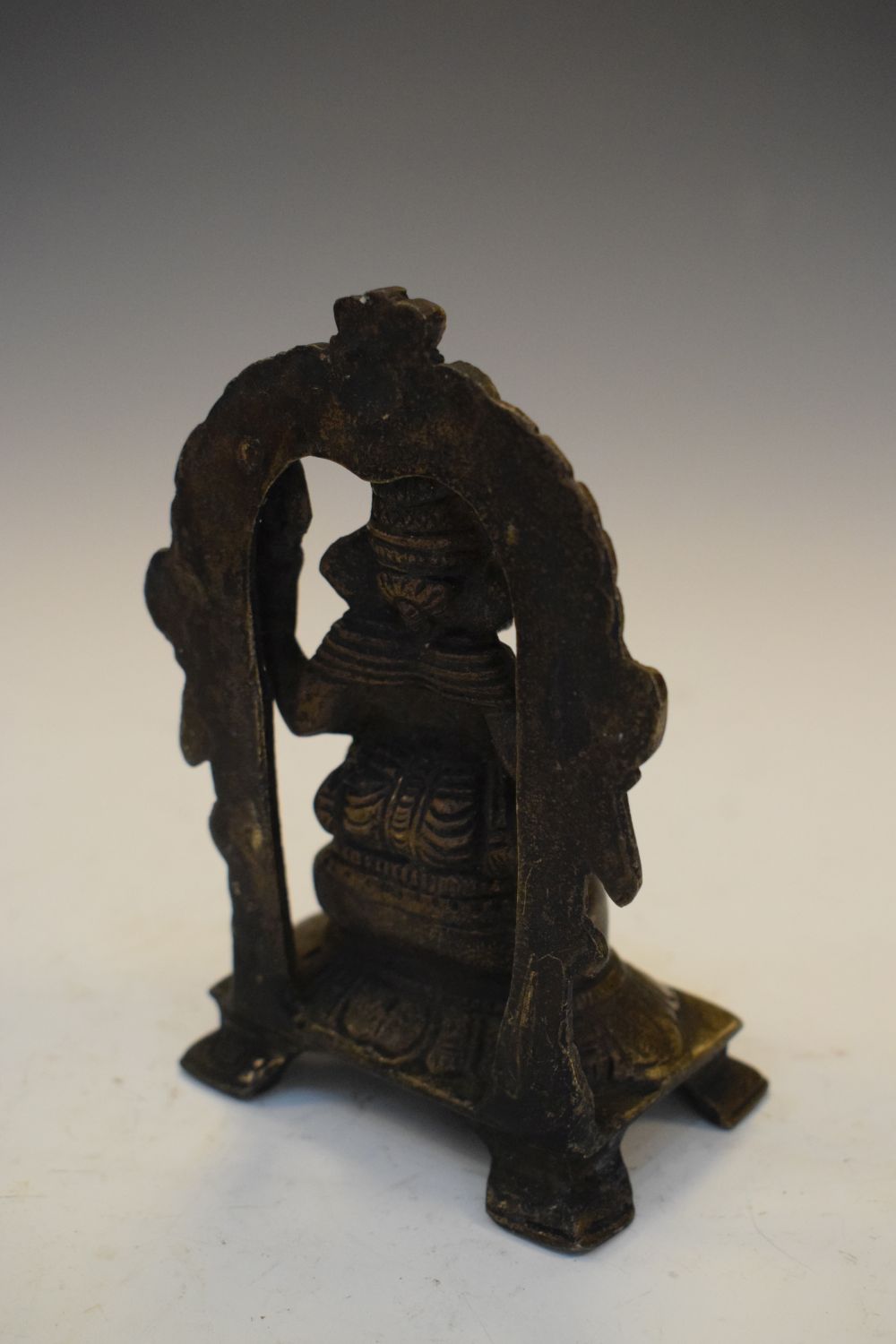 Indian bronze model of Ganesh seated beneath arch, 12cm high, together with a smaller deity (2) - Image 2 of 8