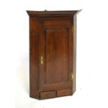 19th Century oak wall hanging corner cupboard