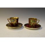 Two Crown Devon cups and saucers