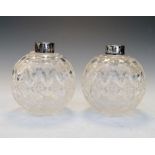 Pair of late Victorian silver-mounted cut glass dressing table bottles, London 1900, 10.5cm high (