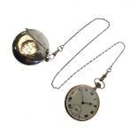 9ct gold open-face pocket watch, white Roman dial with subsidiary at VI, top-wound movement