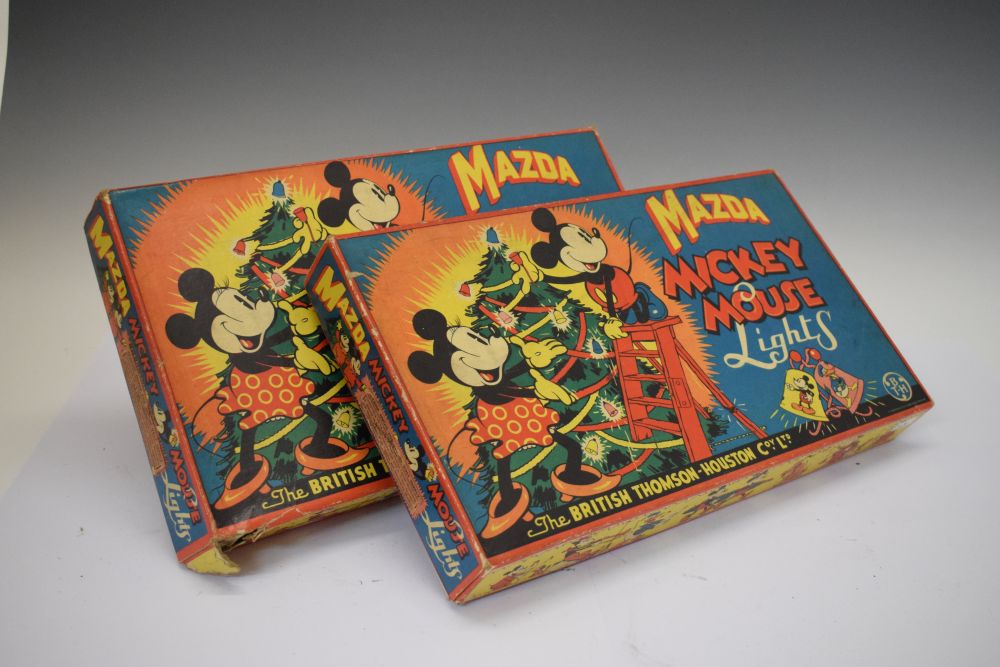 Two vintage boxed Mazda Mickey Mouse Christmas lights, British Thomson Houston (contents unchecked)