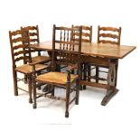Oak refectory style dining table, 152cm x 75cm