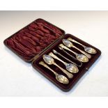 Cased set of six late Victorian silver Kings pattern teaspoons, together with a matching pair of