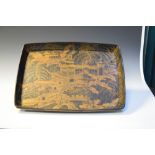 19th Century chinoiserie decorated rectangular papier-mâché tray, 62cm wide