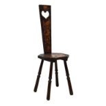 Early 20th Century poker work spinning chair, 96cm high