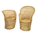 Two Eastern rattan tub occasional chairs