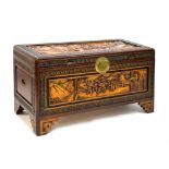 Carved camphor wood chest having hinged cover, 88cm wide