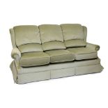 G-Plan - Three seater settee upholstered in sage green plush fabric, 195cm wide