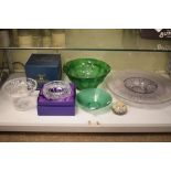 Edinburgh crystal cut glass bowl, together with Gleneagles crystal pedestal bowl, large purple