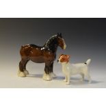 Beswick Shire Horse 818, 22cm high, together with Jack Russell Terrier 2023, 13cm high
