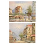 Burnett - Pair of oils on canvas - Parisian scenes, signed, 39.5cm x 50cm, framed