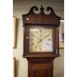 Early 19th Century oak and mahogany cased 30 hour painted dial longcase clock, R.Clark (Clarke),
