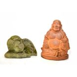 Garden Ornaments - Reconstituted bust of an angel, 30cm high, together with a terracotta bust of