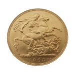 Gold Coin - Edward VII sovereign, 1908