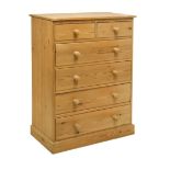 Yellow pine chest of drawers, 86cm x 42.5cm x 115cm high