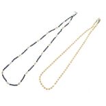 Cultured pearl necklace with yellow metal clasp stamped 9ct, 39cm long, together with a pearl and