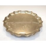 George V silver salver with piecrust edge, Birmingham 1931, 26.5cm diameter, 20.9toz approx