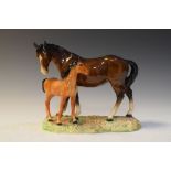 Beswick Mare and Foal figure group on base, 953, 19cm high