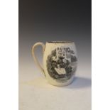 Early 19th Century monochrome transfer printed English pottery mug decorated with 'Fruit Seller' and
