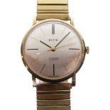 Hefik - Gentleman's 9ct gold wristwatch, silvered dial with baton markers and centre seconds, 17-