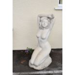 Garden Ornament - Fibreglass model of a kneeling naked maiden, 102cmhigh