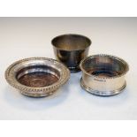 George VI silver footed bowl, Sheffield 1939, together with a silver bottle coaster, London 1985,