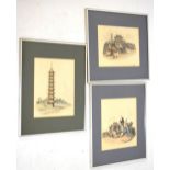 Three 19th Century coloured prints - Oriental scenes, all approximately 26cm x 20cm, framed and